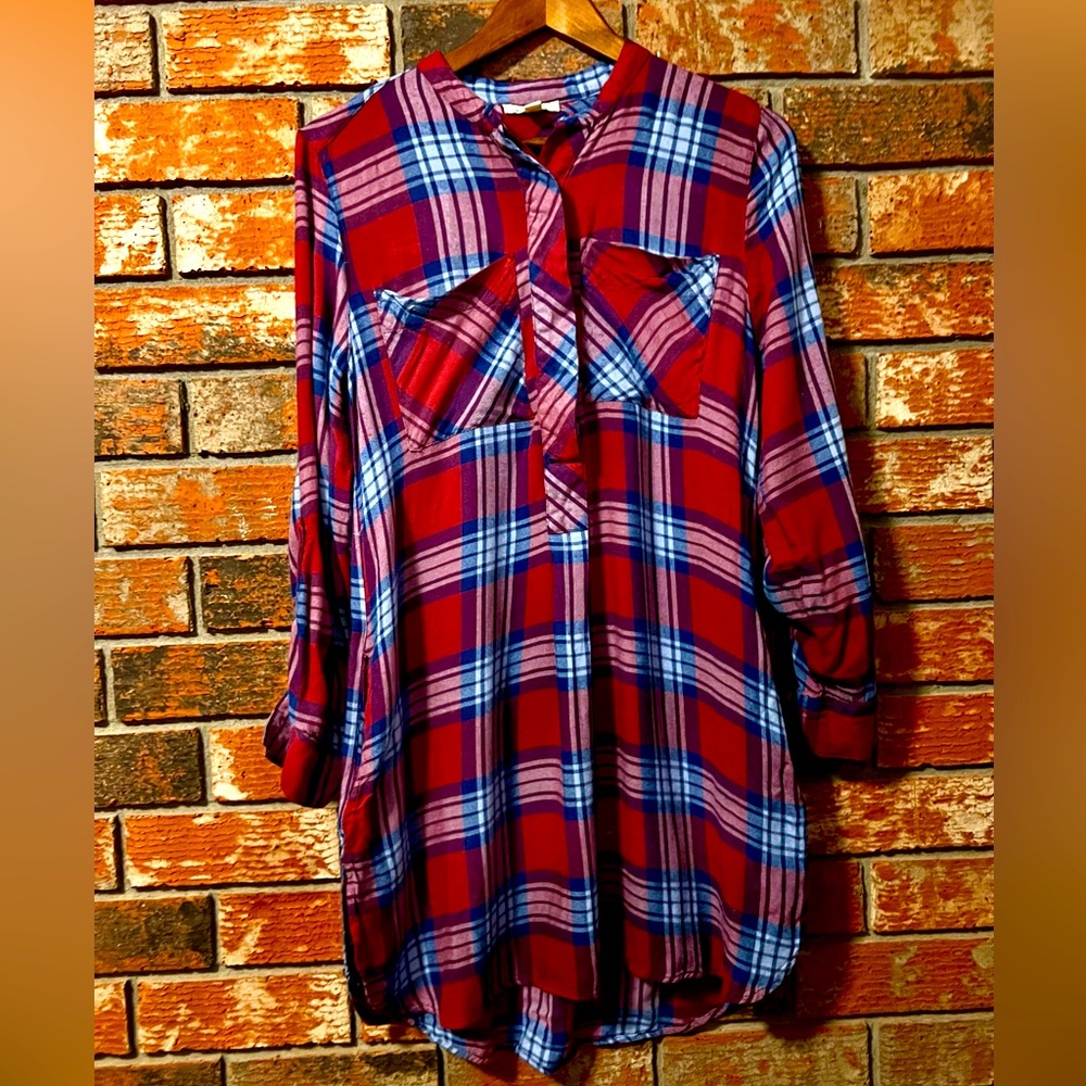 Miami Plaid 100% Rayon Dress Size M